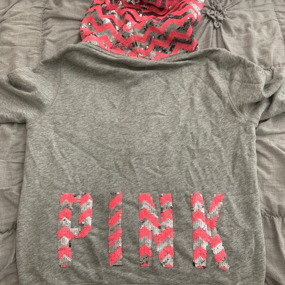 VS Pink sequin zip up hoodie